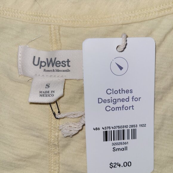 UpWest Womens Size Small 100% Cotton Yellow Tank Top Shirt Feminine Cruise Pool - Picture 7 of 7